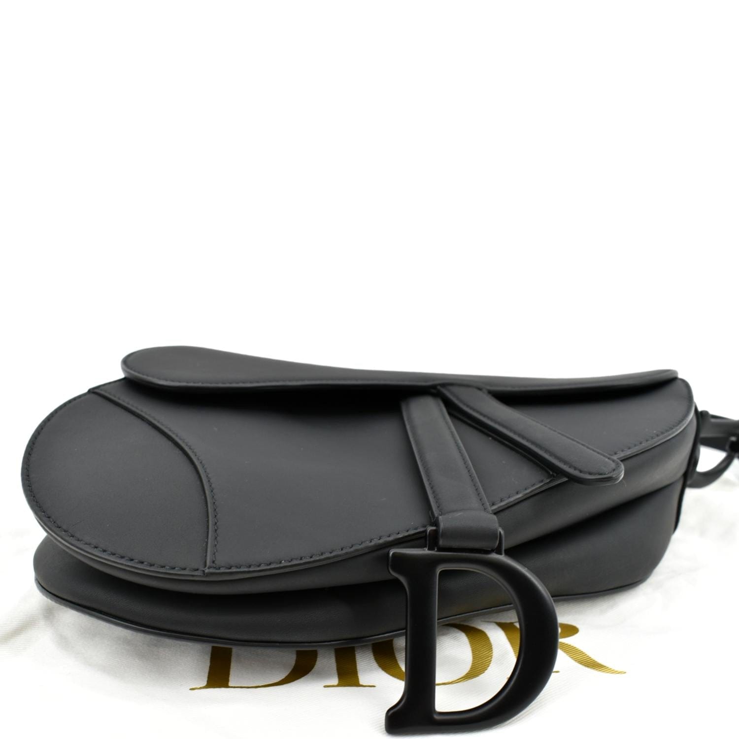 CHRISTIAN DIOR Saddle Leather Satchel Bag Black