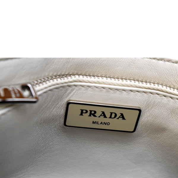 Prada Borsa Pocket Con Nappa Leather Shoulder Bag White - Stamp