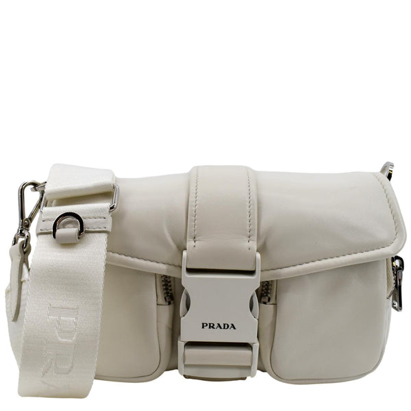 Prada Borsa Pocket Con Nappa Leather Shoulder Bag White - Front