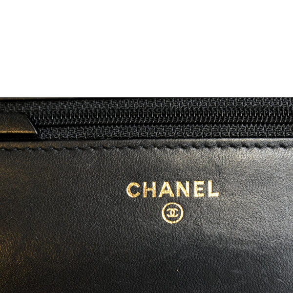 CHANEL CC WOC Calfskin Leather Wallet On Chain Crossbody Bag Black