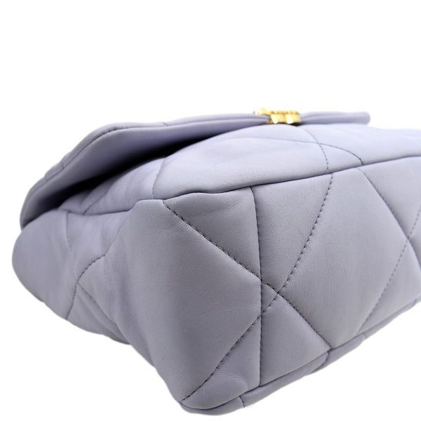 CHANEL 19 Large Flap Quilted Lambskin Leather Shoulder Bag Violet