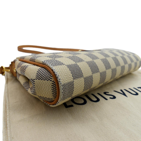 Louis Vuitton Pochette Eva Damier Azur Clutch Bag White - Bottom Left
