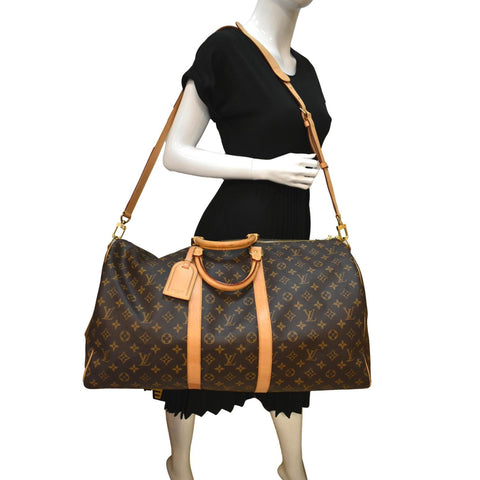 LOUIS VUITTON Keepall 55 Monogram Canvas Travel Bag Brown