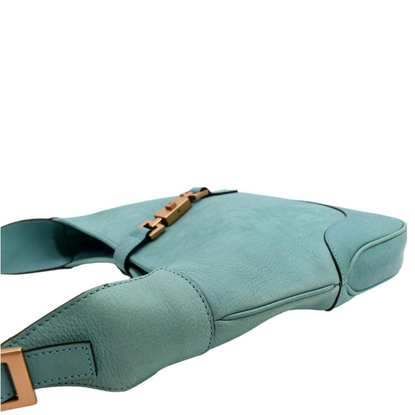 GUCCI Jackie Leather Hobo Bag Turquoise 00963