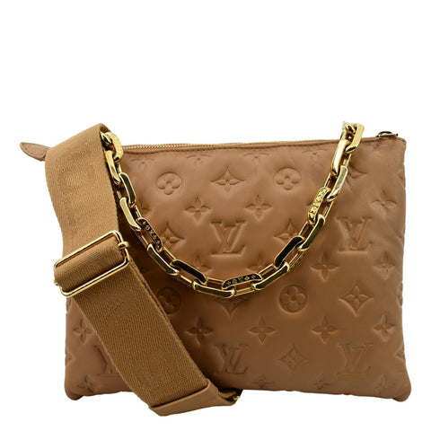 LOUIS VUITTON Coussin PM Monogram Embossed Shoulder Bag Camel