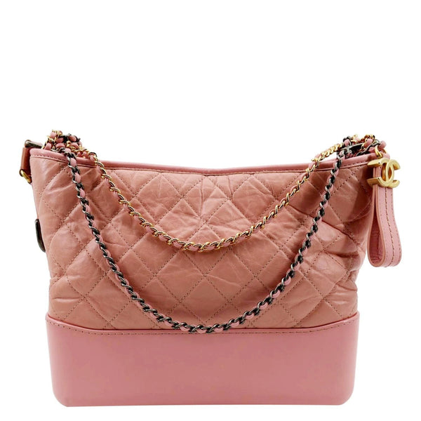 CHANEL Gabrielle Medium Aged Calfskin Leather Shoulder Bag Pink