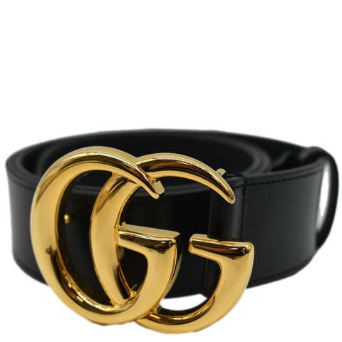 GUCCI Double G Buckle Leather Belt Black 406831 Size 85