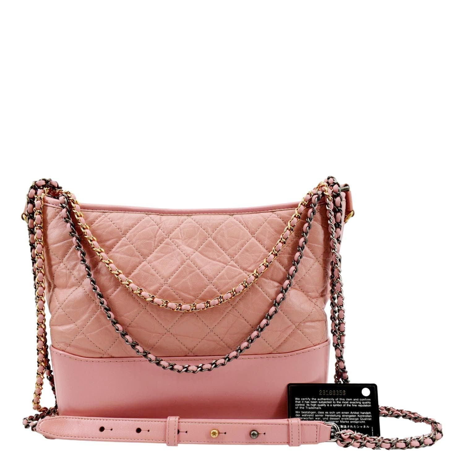 Chanel Gabrielle Medium Aged Calfskin Leather Shoulder Bag Pink
