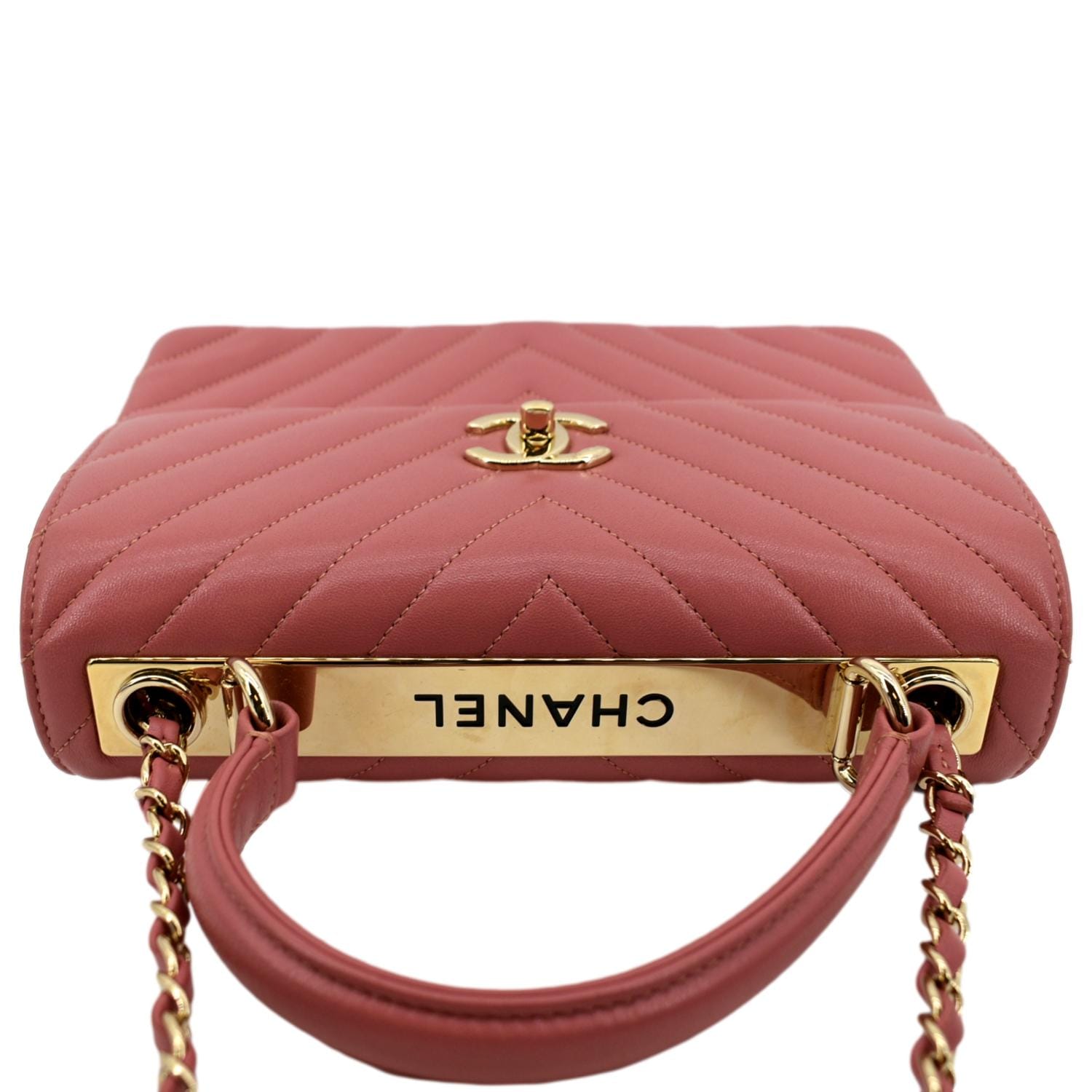 CHANEL Trendy CC Chevron Top Handle Flap Shoulder Bag Light Pink