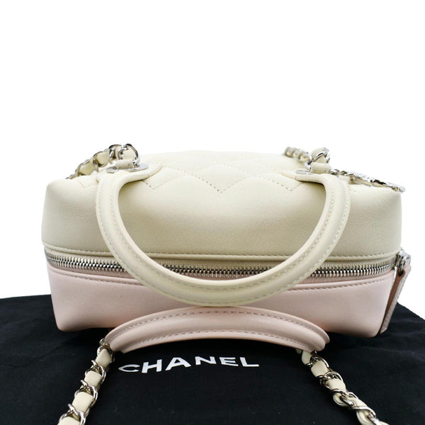 CHANEL Feather Weight Quilted Calfskin Bowling Bag Ivory