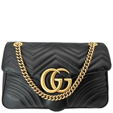 GUCCI GG Marmont Medium Matelasse Shoulder Bag Black 443496