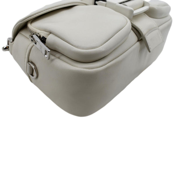 Prada Borsa Pocket Con Nappa Leather Shoulder Bag White - Bottom Left