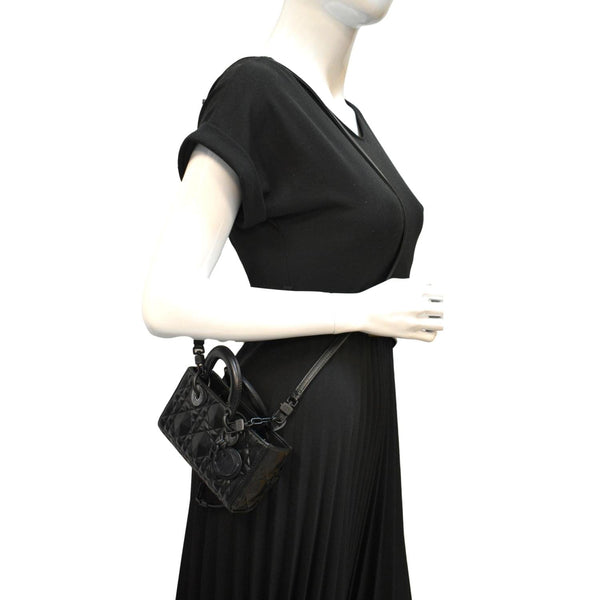 CHRISTIAN DIOR Lady D-Joy Diamond Motif Chain Shoulder Bag Black