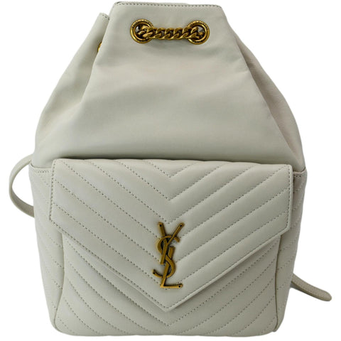 YVES SAINT LAURENT Joe Lambskin Leather Backpack Bag Blanc Vintage