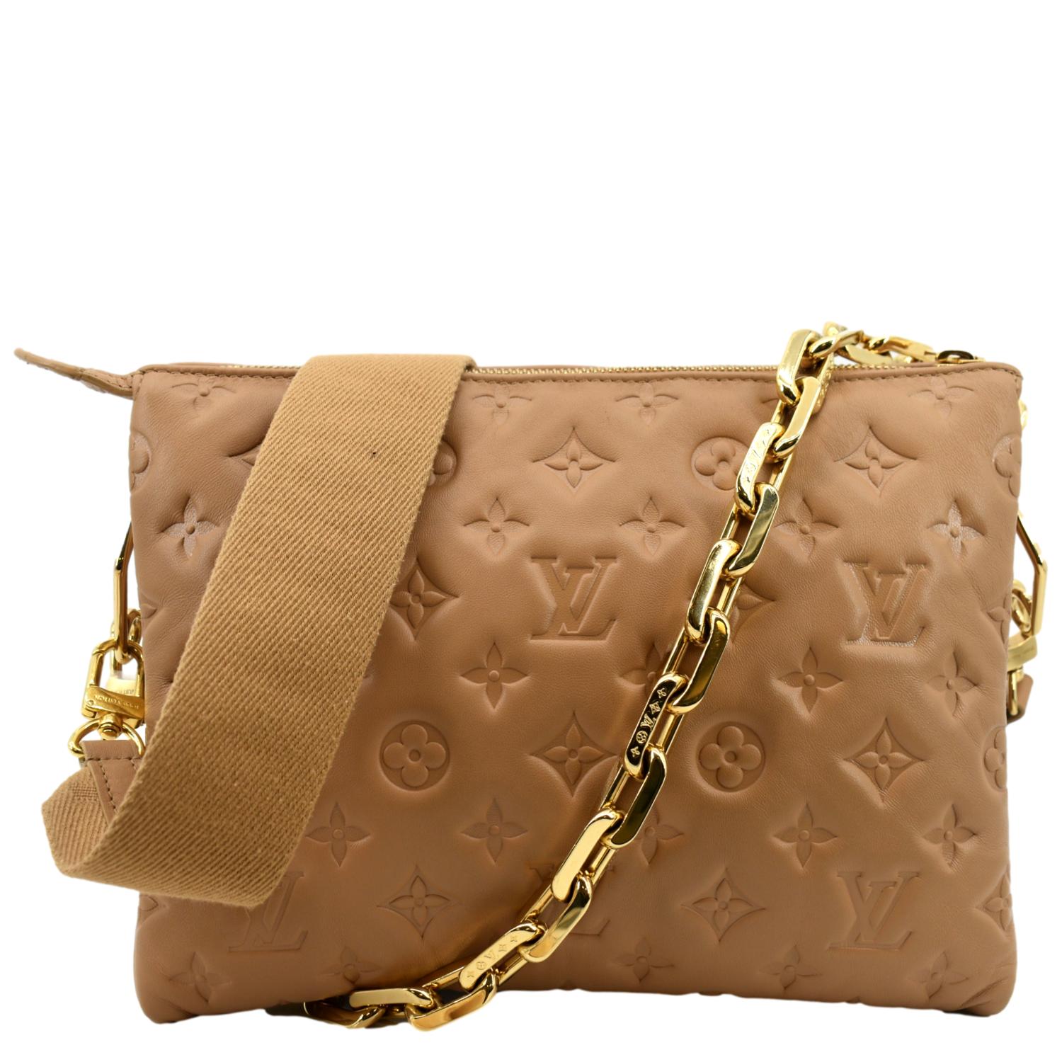 LOUIS VUITTON Coussin PM Monogram Embossed Shoulder Bag Camel