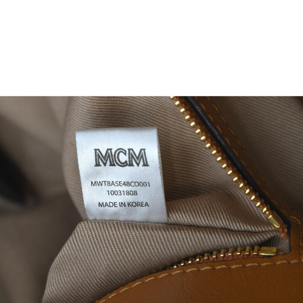 MCM Large Essential Visetos Monogram Print Tote Bag Cognac