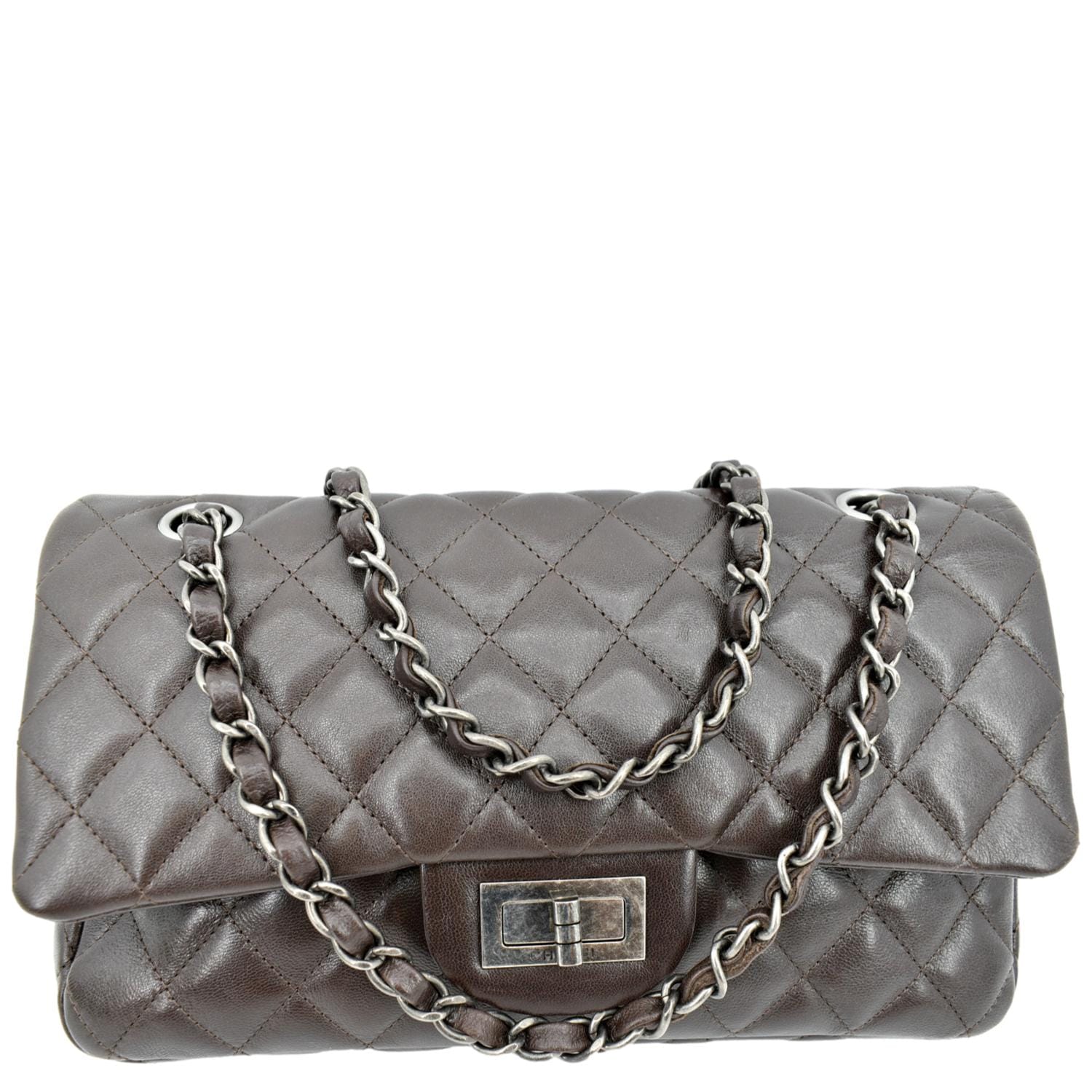 CHANEL Reissue Double Flap Leather Shoulder Bag Brown