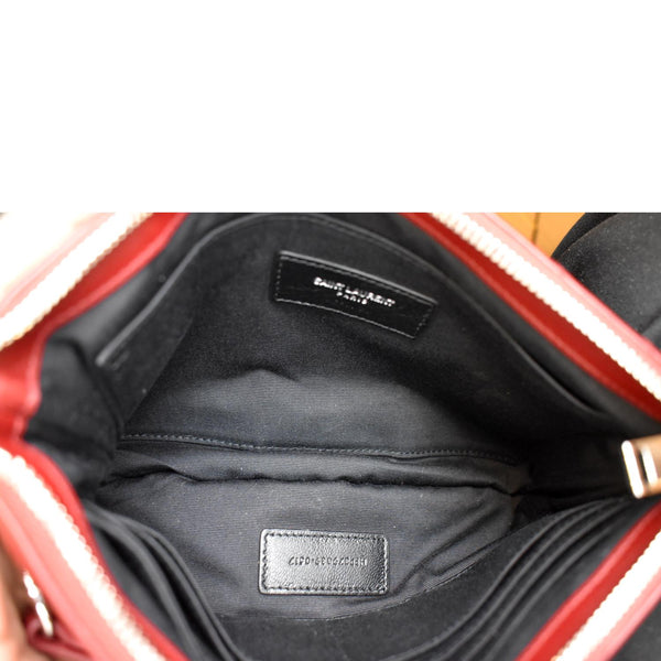 Yves Saint Laurent Monogram Leather Pouch Maroon - Inside