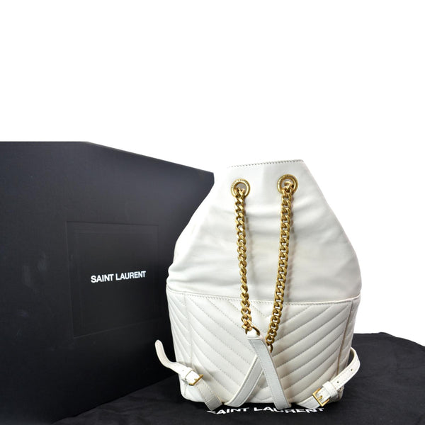 YVES SAINT LAURENT Joe Lambskin Leather Backpack Bag Blanc Vintage