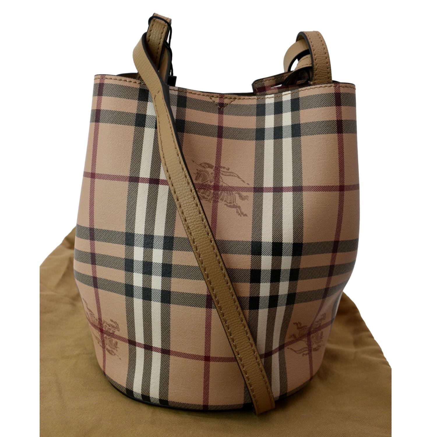 Burberry Bucket Haymarket Check Crossbody Bag