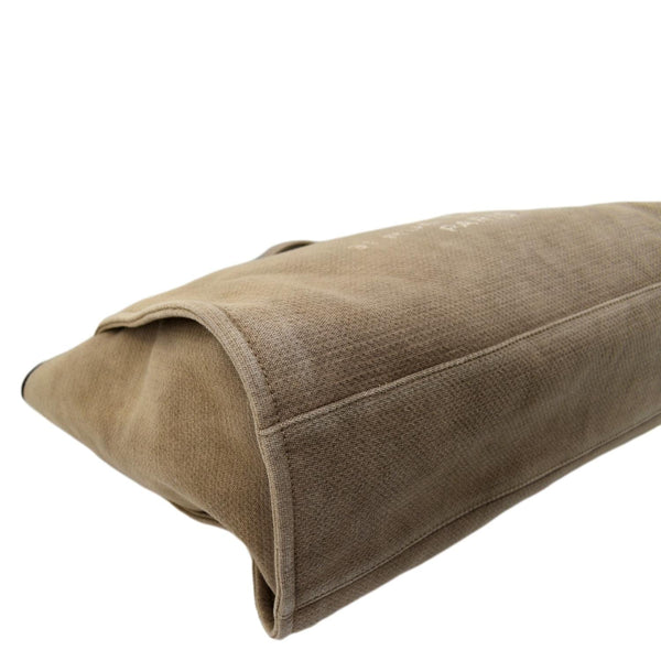 CHANEL Extra Large Deauville Canvas Tote Shoulder Bag Beige