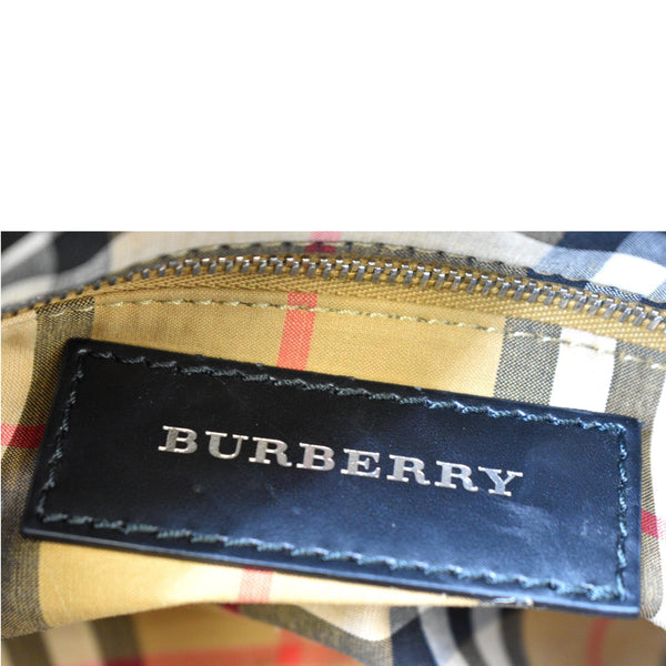 BURBERRY Banner Derby Medium Leather Tote Shoulder Bag Black