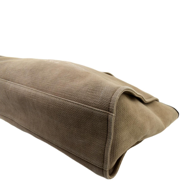 CHANEL Extra Large Deauville Canvas Tote Shoulder Bag Beige