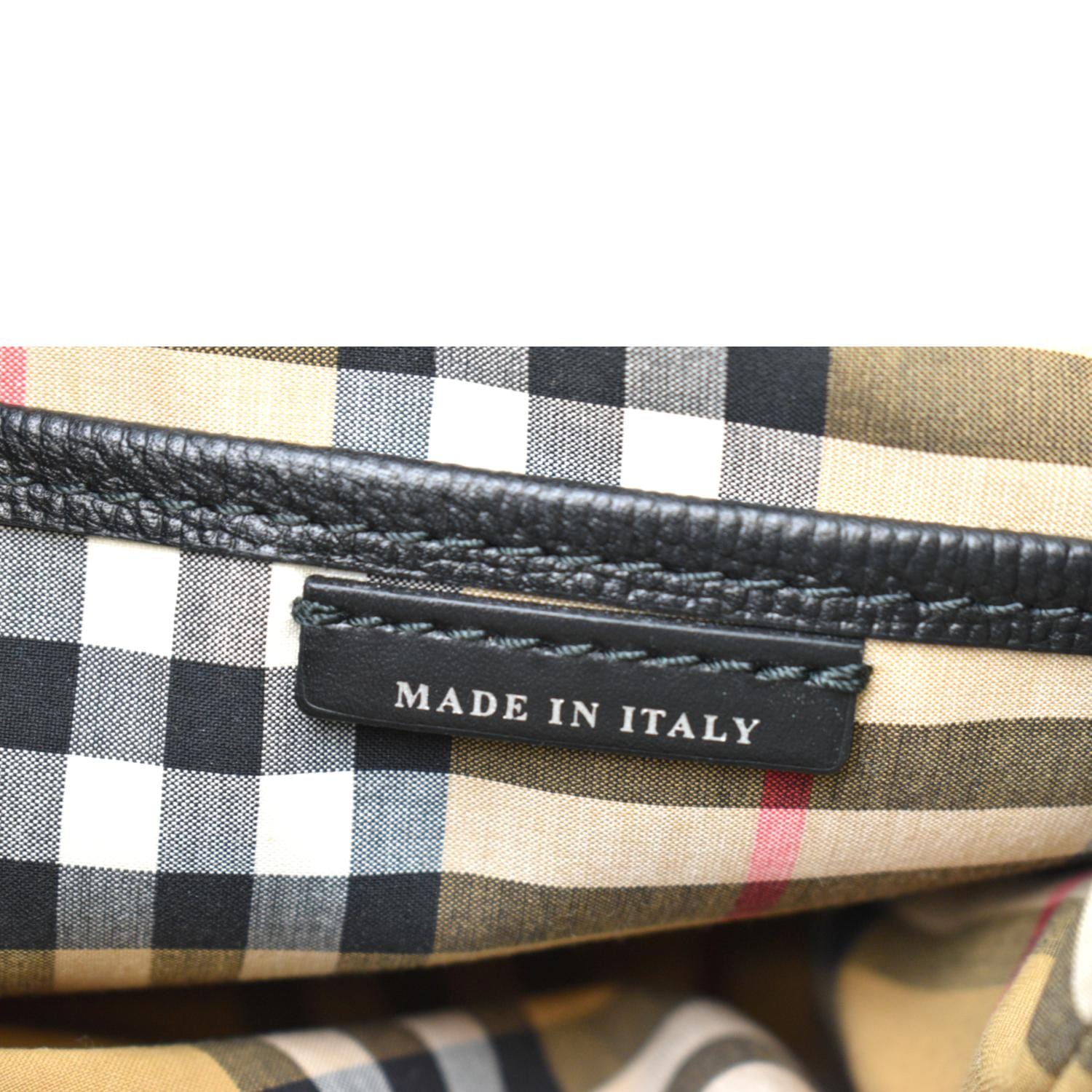 BURBERRY Banner Derby Medium Leather Tote Shoulder Bag Black