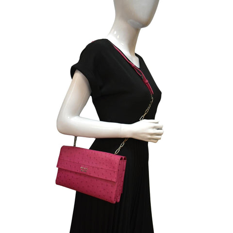 PRADA Leather Chain Shoulder Bag Pink BT0992