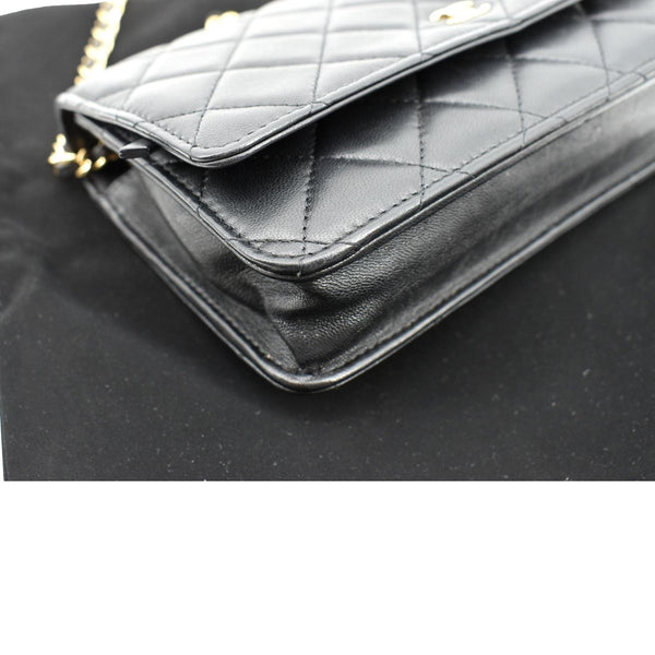 CHANEL CC WOC Calfskin Leather Wallet On Chain Crossbody Bag Black