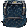 Gucci GG Monogram Small Velvet Double Buckle Backpack Bag - Front