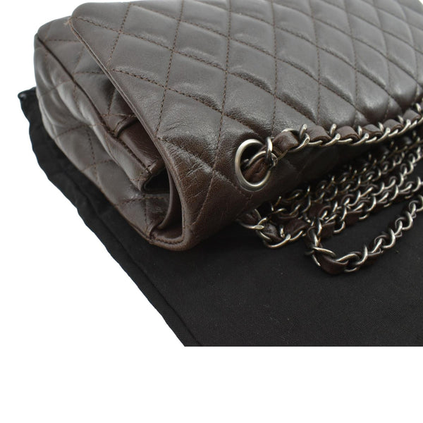 CHANEL Reissue Double Flap Leather Shoulder Bag Brown