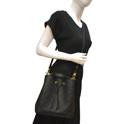 LOUIS VUITTON NeoNoe MM Monogram Empreinte Leather Shoulder Bag Black