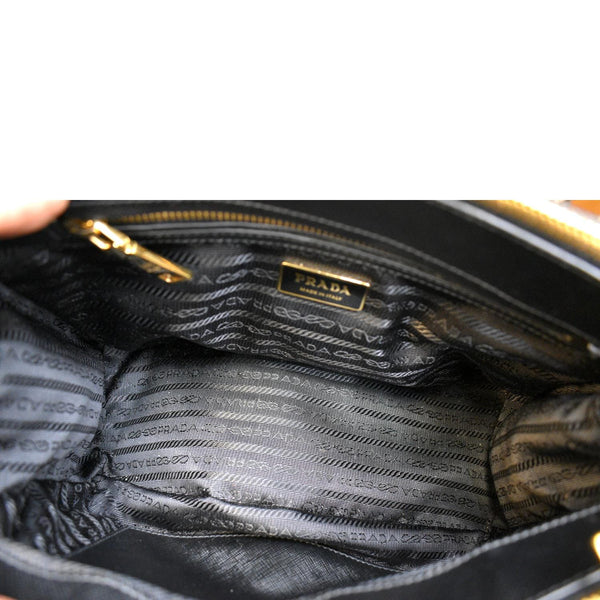 PRADA Saffiano Double-Zip Leather Tote Shoulder Bag Black