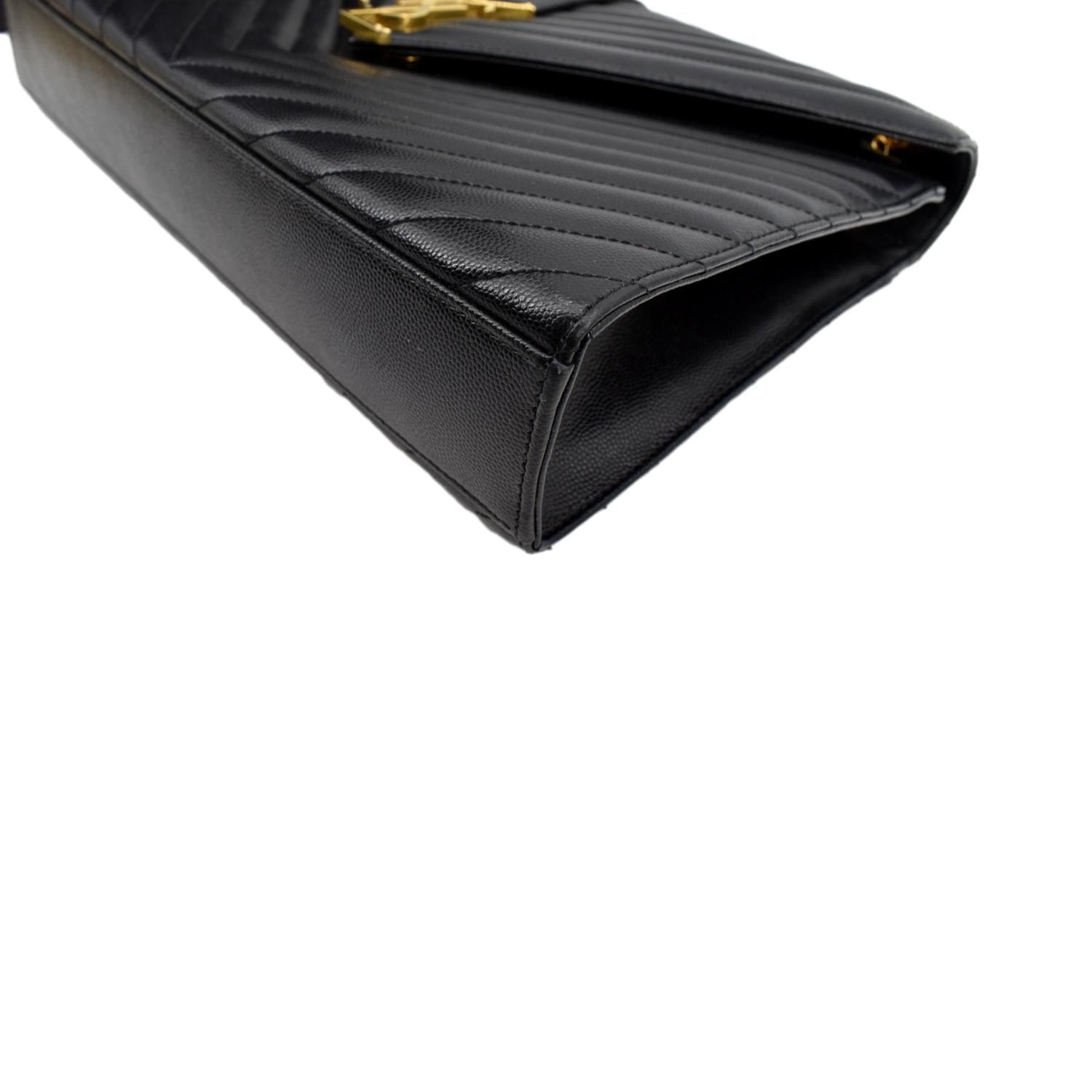 Saint Laurent Wallet on Chain Large in Black Grained Leather and