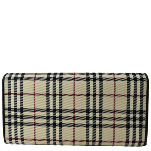BURBERRY Continental Leather Check Wallet Black