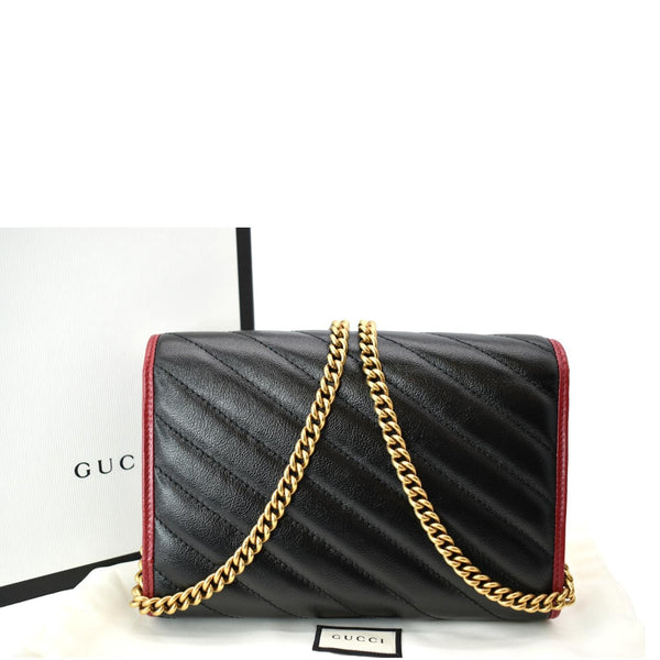 GUCCI mini Vintage Effect Diagonal Torchon Leather Chain Crossbody Bag Black 573807