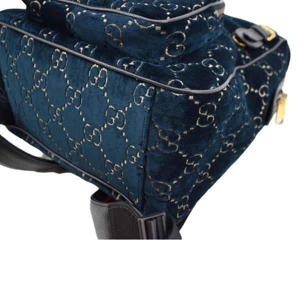 Gucci GG Monogram Small Velvet Double Buckle Backpack Bag - Bottom Right