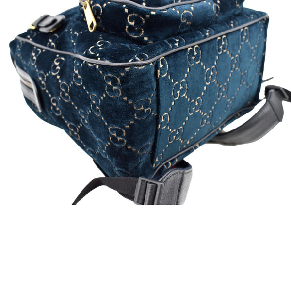 Gucci GG Monogram Small Velvet Double Buckle Backpack Bag - Bottom Right