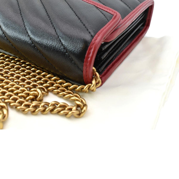 GUCCI Vintage Effect Diagonal Torchon Leather Chain Crossbody Bag Black 573807