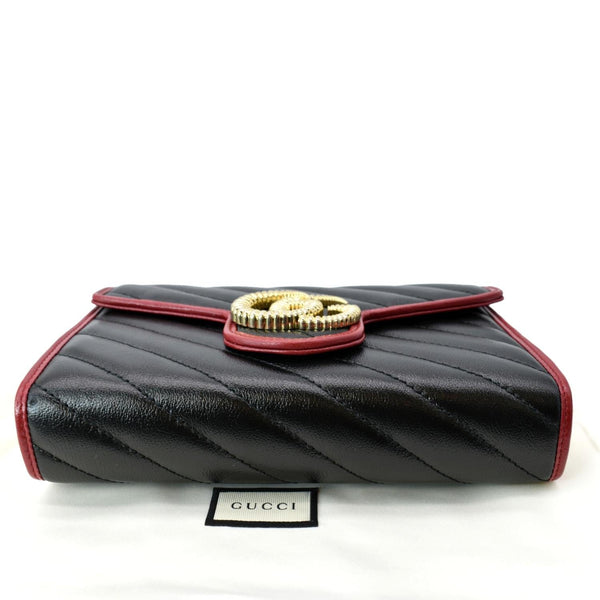 GUCCI mini Vintage Effect Diagonal Torchon Leather Chain Crossbody Bag Black 573807
