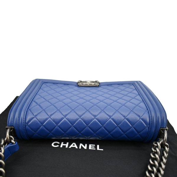 CHANEL Boy Flap Calf Leather Crossbody Bag Blue