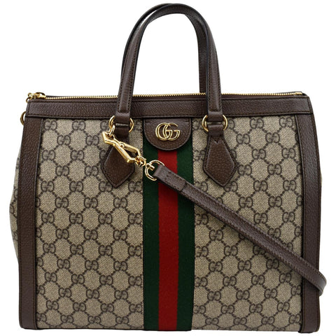 GUCCI Ophidia Medium GG Supreme Tote Shoulder Bag Beige 524537