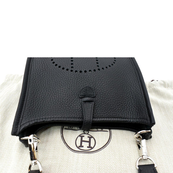 HERMES Evelyne Amazone TPM III Clemence Leather Crossbody Bag Black