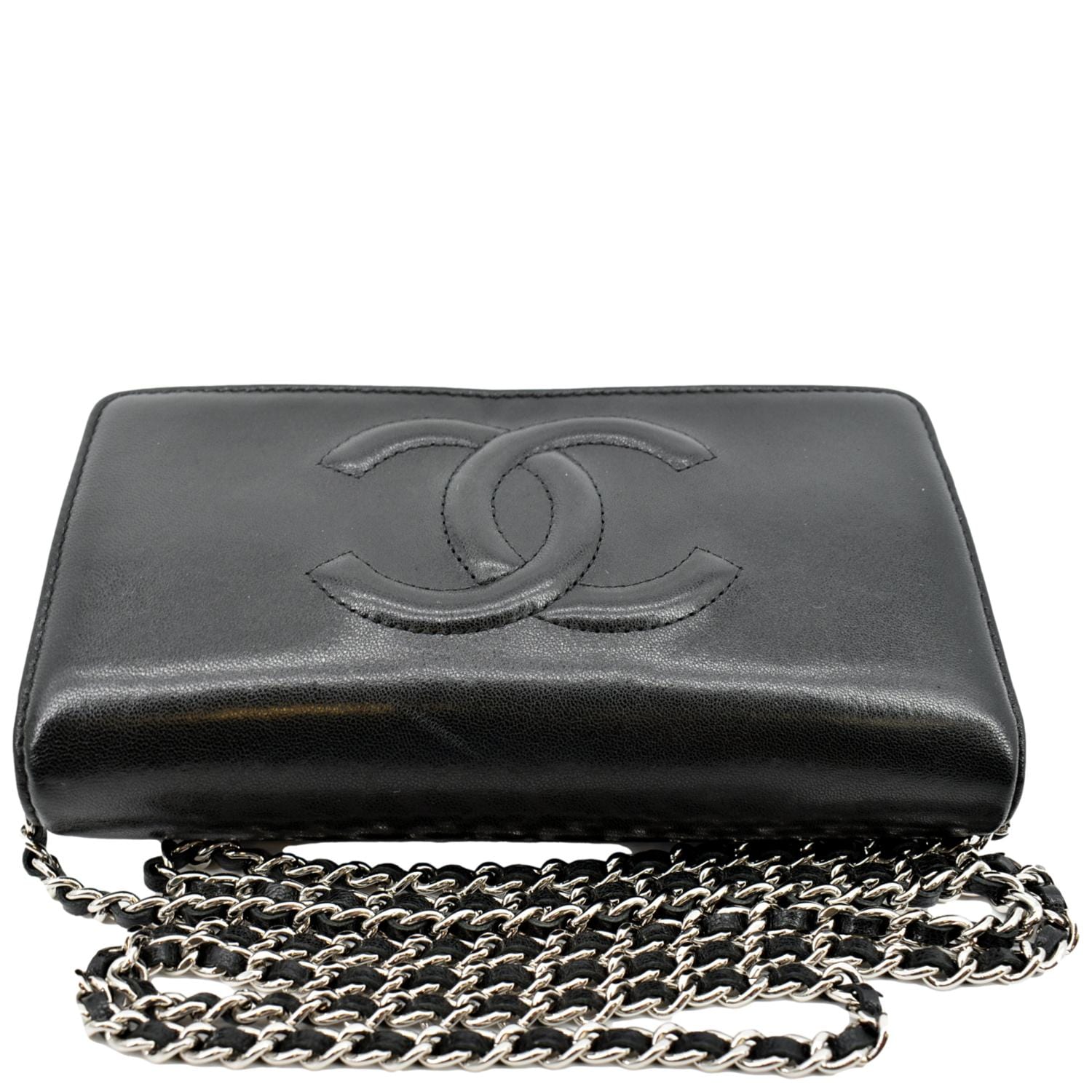 CHANEL CC WOC Caviar Leather Wallet On Chain Shoulder Bag Black