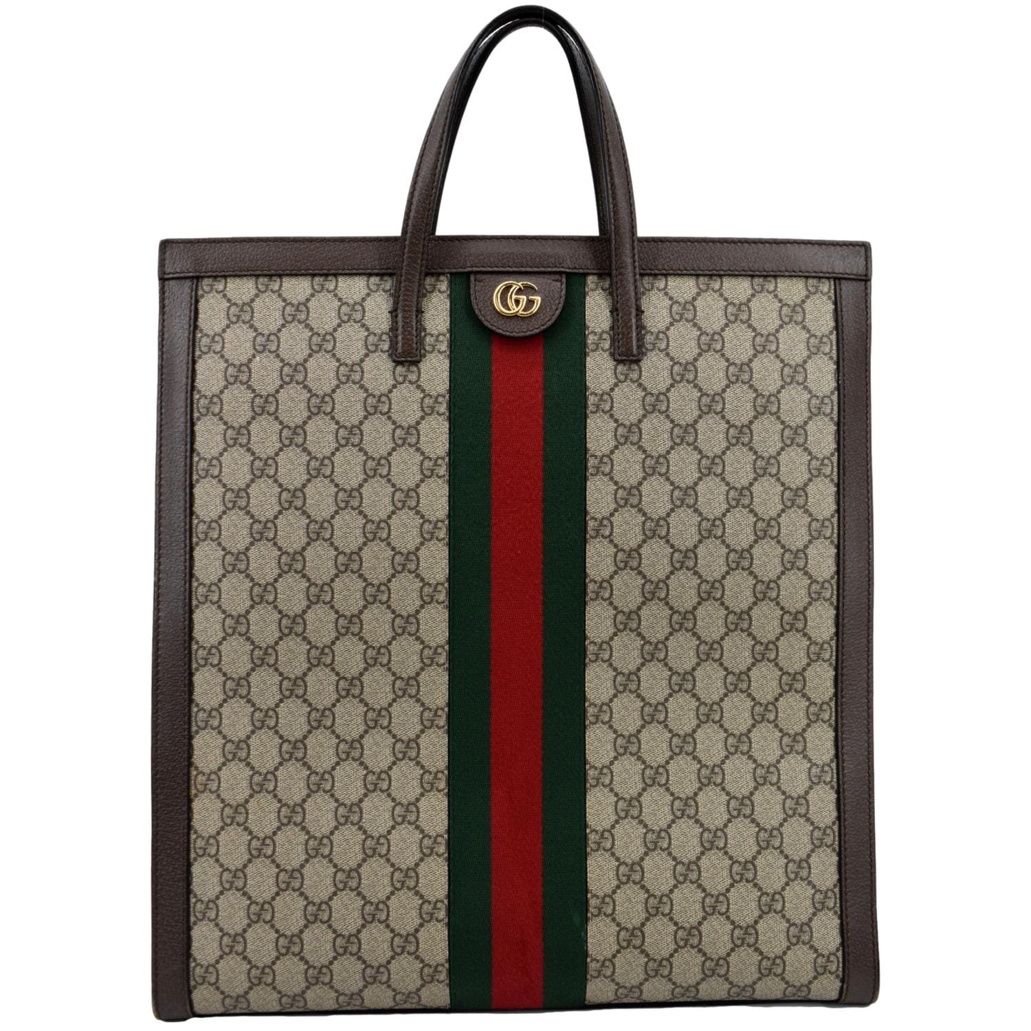 GUCCI Ophidia GG Vertical Supreme Monogram Web Tote Bag Brown 524536