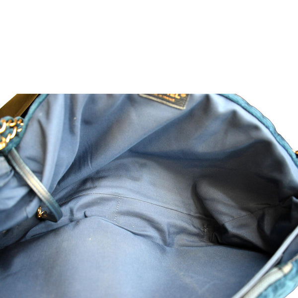 CHANEL Airlines CC XXL Flap Quilted Velvet Shoulder Bag Blue