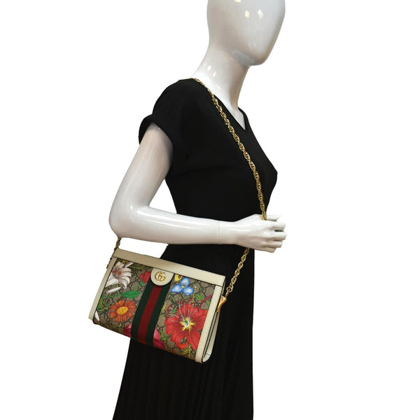 Gucci Frame Ophidia Flora GG Supreme Canvas Shoulder Bag - Full View