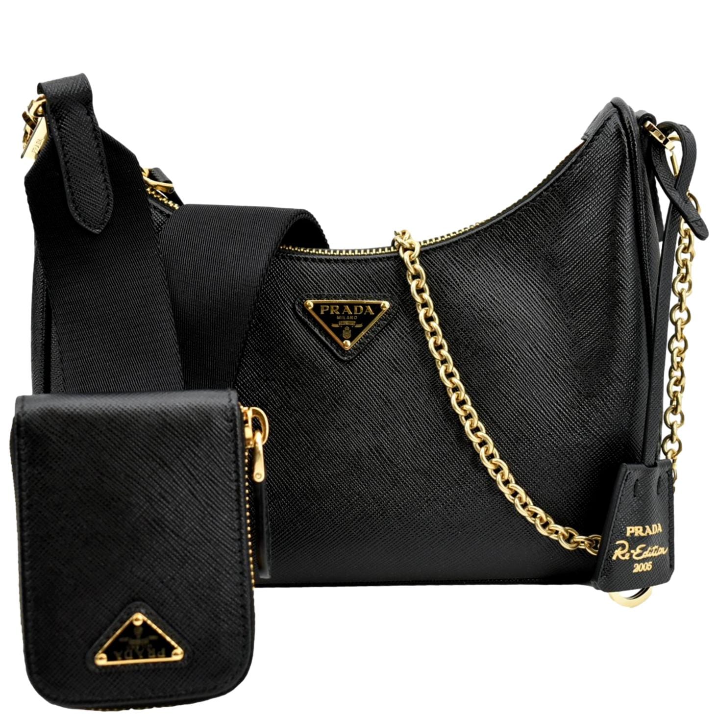 PRADA Re-Edition 2005 Saffiano Leather Shoulder Bag Black