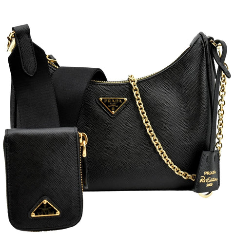 PRADA Re-Edition 2005 Saffiano Leather Shoulder Bag Black